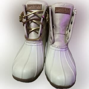 Sperry White Boots with Brown Soles